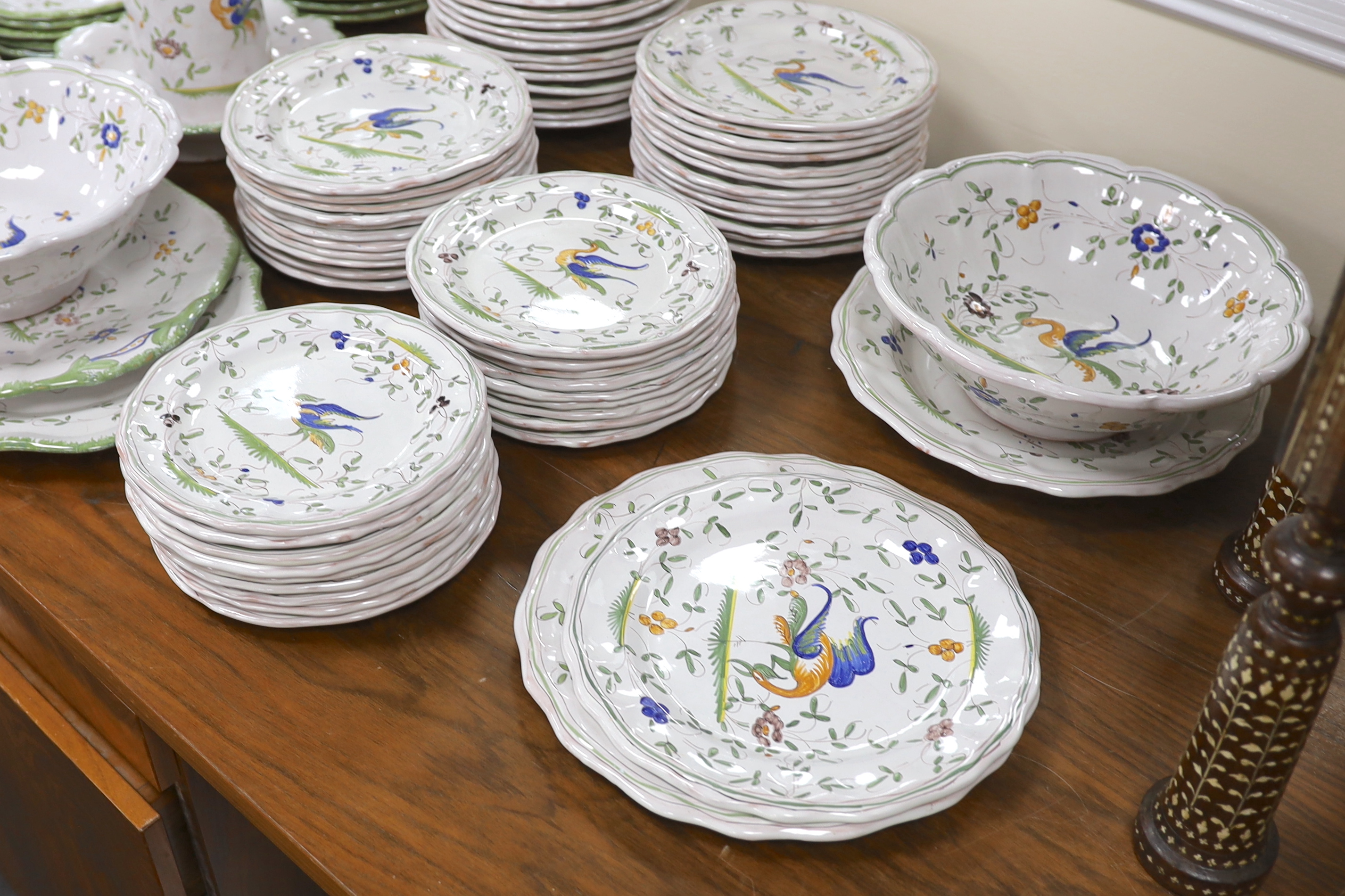 A comprehensive Moustiers, France faience dinner service